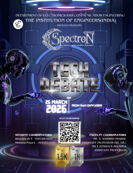 SPECTRON 2026 - Tech Debate Technical Event Poster 
